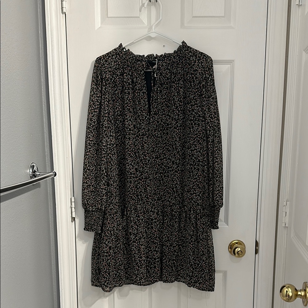 Mango Black Floral Mini Dress